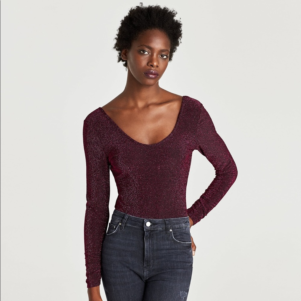 🔴 SOLD 🔴 Zara shimmery knit bodysuit